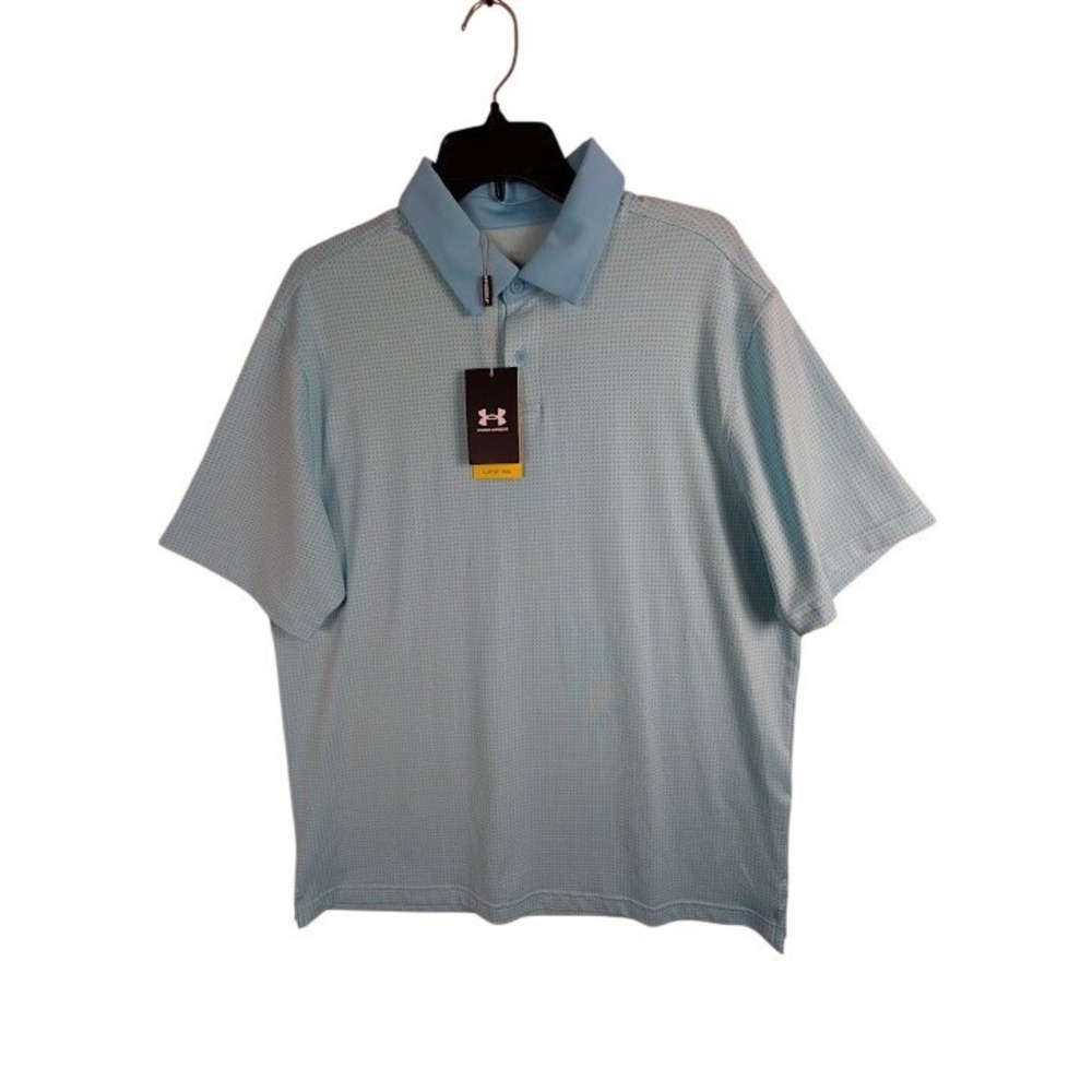 Under Armour Golf Polo Shirt Mens L Aqua Blue UPF 50+ Anti- Odor Loose Fit - Picture 2 of 8